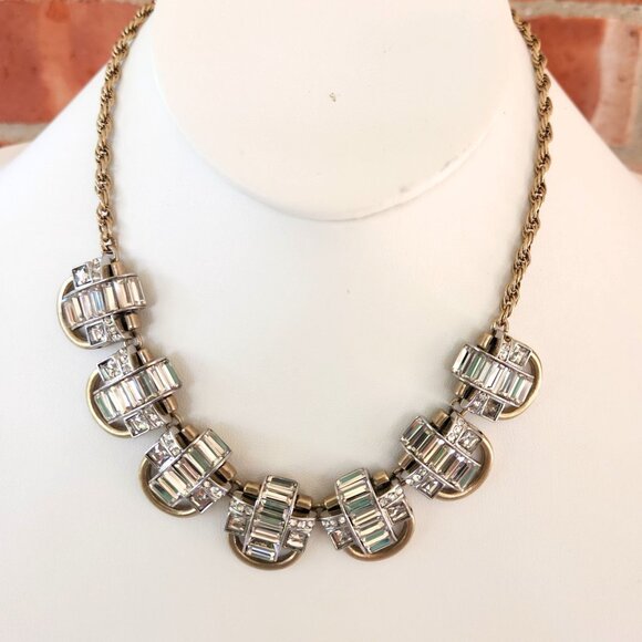 Banana Republic Signed Vintage-Style Gold-Tone Necklace w/Clear Rhinestone Accen - Picture 5 of 7